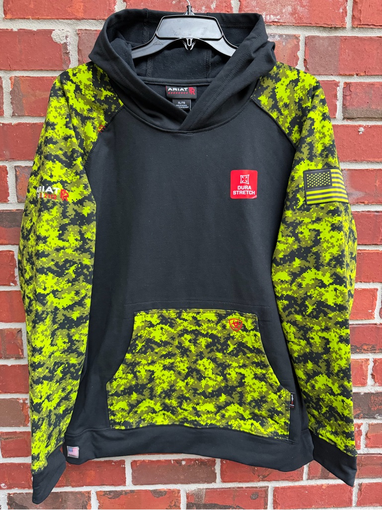 Nwt Ariat Men's Fr Durastretch Patriot Digital Camo L Flame Resistant Hoodie F6